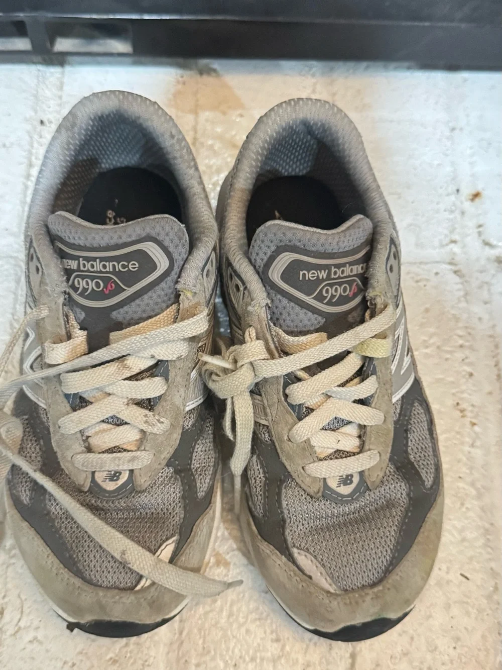 New Balance Light Gray Mesh & Suede Sneakers